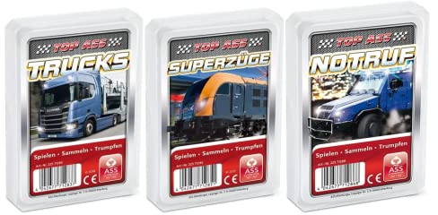 Altenburger 3-er Set Quartettspiele: Top Ass Trucks, Notruf und Superzüge - Fahrzeugwelt