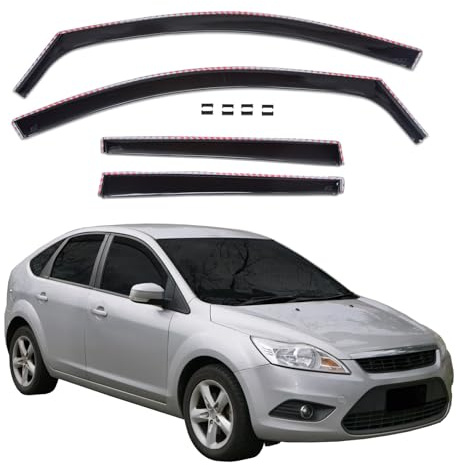 SCOUTT J&J Automotive GP Windabweiser passend für Ford Focus 4/5-Türer 2005-2010 4tlg, Vorne und Hinten Regenabweiser Passform Getönt Schwarz