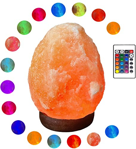 MINGRI Himalayan Salt Lamp Night Light Rock 16 Colors Changing Updated,USB Remote Control Natural Rock Lamp Dimmable Crystal Pink Salt Table Lamps for Office,Home Deco,Yoga,Holiday Gift