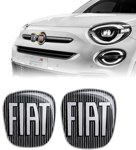 FIAT 14186C-14187A 3D Aufkleber Logo für FIAT 500X, Schwarz, 2 Stücke, Vorne und Hinten