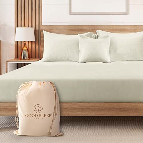 1000 TC Egyptian Cotton Fitted Sheet, 1 Piece Fitted Sheets for Double Mattress, Soft Double Fitted Sheet, Comforting Fitted Bed Sheets Double Size 41cm/16 Deep Fitted Sheets Double Bed, Ivory Sheet.