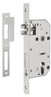 INTELOCK - Serrure Encastrable Intelock avec Trou Cylindre pour Porte d'Entrée - Inox - Axe 50 mm - Entr'Axes 70 mm - Carré 8 mm - Réversible - Bouts Carrés - Gris