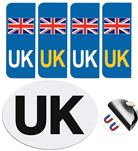 VICKMALL UK Stickers for Car 1 Pack Magnetic UK Car Stickers for Europe 4 Pack UK Number Plate Stickers Self-adhesive No Scratching Weather Resistant Replace GB Stickers for Car, Driving in Europe