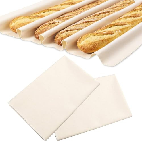 Baumwolle zum Brot Backen, Bäckerleinen, Teigtuch, Brot Backen Zubehör,Gärtuch zum Backen Brot, Bäckergültiges Tuch zur Teigzubereitung und Backen, Bäcker und Einsteiger, 2 Stück, 75 x 45cm