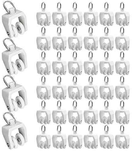 Rodillos de riel de cortina, 40 unidades de rieles de cortina de plástico, deslizador deslizante para ventanas, ducha, techo, riel de cortina, color blanco