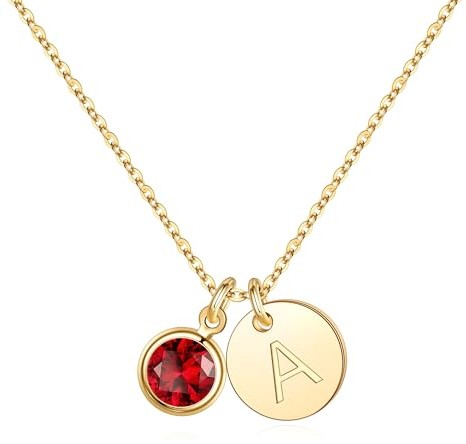 Hidepoo Birthstone Necklace for Women, January A Initial Birthstone Jewelry