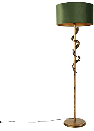 Qazqa classic-antique Stehleuchte mit Schirm, Stehlampe - Linden - Grün, Rund, max. 60W, Geeignet für LED, 171cm, Ideal als Flur, Küche lampe, Schlafzimmerlampe und Wohnzimmerlampe