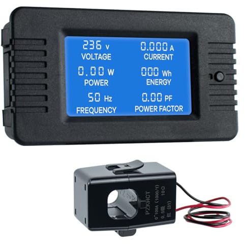 AC 80-260V 100A Multi-Function Power Monitor LCD Digital Display Voltage Current Frequency Power Factor Energy Meter Ammeter Voltmeter with Split Core Current Transformer