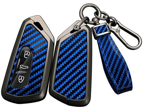ontto Alloy Car Key fob Cover Fit for VW Golf 8 Mk8 Gti Gtd R ID.3 ID.4 Seat Leon Tarraco Ateca Mk4 For Skoda Octavia A8 Remote Key case keyring PVC Key Shell holder keychian accessories Blue
