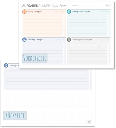 Häfft® To-do-Listen Block A5 quer, 50 Blatt | Aufgabenblock nach Eisenhower-Prinzip