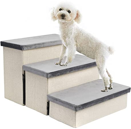Faltbare Aufbewahrungs-Hundetreppe für drinnen und draußen, Familien- oder Reise-Haustiertreppe, geeignet für Hunde und Katzen bis zu 60 kg (60×40×33CM)