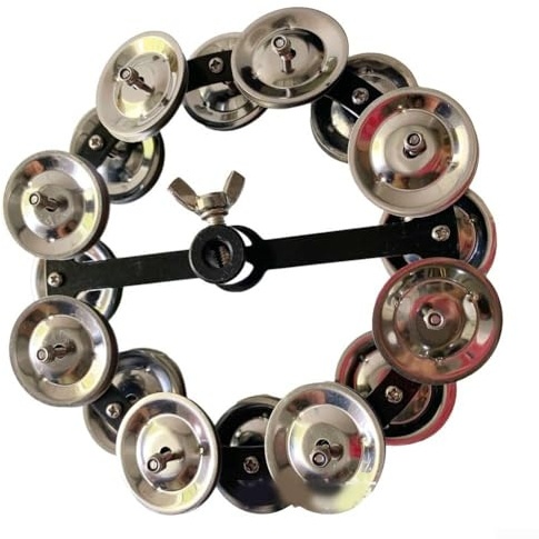Hi Hat Tamburin, Hi Hat Tamburin mit zweireihig, Tragbares Hi-Hat Tamburin Drum Becken mit Stahlglocken