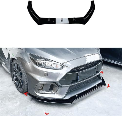 Auto Frontspoiler Lippe für Ford Focus RS MK3 2015 2016 2017 2018, Trim Auto Frontschürze Lip Splitter Körper Schaufeln Guard Autozubehör,- Black