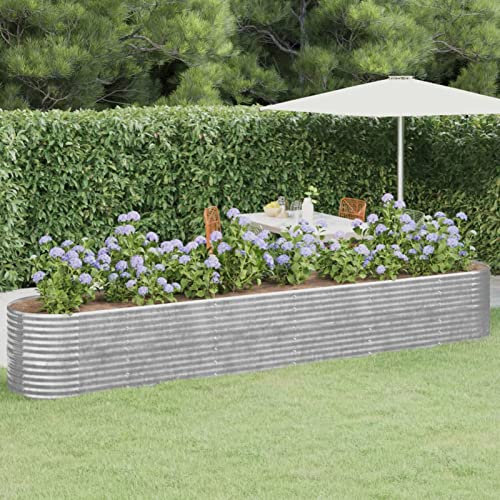 ShGaxin Lit surélevé de Jardin Acier Enduit de Poudre Argenté,Bordure Pierre,Kit Gabion,Gabion Jardiniere