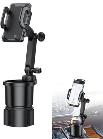 Nomocale 1 PC Car Cup Holder, Multifunctional Vehicle Smartphone Holder, Foldable Waterproof Design, Universal Shockproof Anti-Slip Adjustable Automotive Mobile Phone Mount (Black)