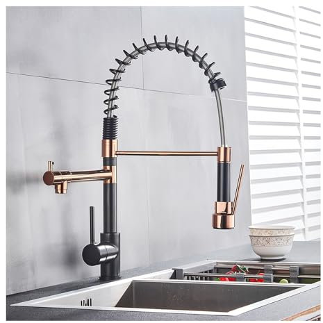 SWHC Einhand-SpüLtischbatterie,Spring Wasserhahn KüChe Mit Pull Down SprüHer Brause,KüChenarmatur Mit Herausziehbarem SprüHer,360°Schwenkbare HeißEs Und Kaltes Wasser SpüLtischarmaturen