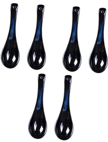 Amosfun 6 Pz cucchiaio di porridge cucchiaio cucina da zuppa cucchiai da minestra giapponesi di yogurt di ceramica paletta multifunzione Blue