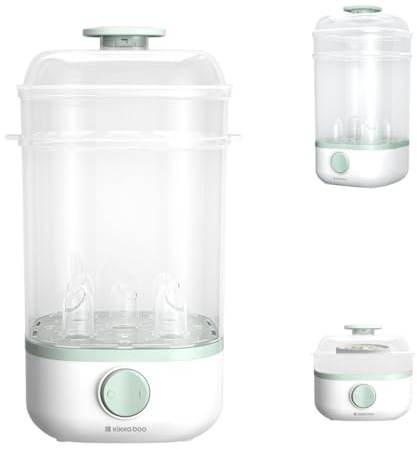 Kikkaboo Sterilisator und Dampfgarer 2 in 1 Clyde für 4-5 Flaschen Schalterknopf, Farbe:weiß grün