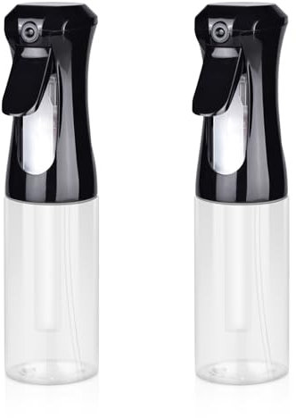 HPPFFY Continuous Spray Bottle for Hair, 2Pack Black 6.8oz Mister Spray Bottle, Hair Spray Bottles for Hairstyling, Cleaning, Plants, Pets, Salons & More