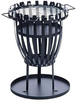 Feuerkorb mit Funkenschutz Terassenfeuer Gartenfeuer Feuerstelle rund mit Bodenplatte, Terassen Garten Feuer Korb Feuerschale Grill (Feuerkorb mit Grill-Funktion)