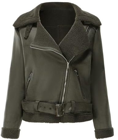 Generico Chiodo Giacca in Ecopelle Borchiata Giubbino Corto Giacchetta Casual Biker Motociclista Leggera Comoda Donna Piumino Corto Donna Con Pelliccia Giacca Donna Pelle