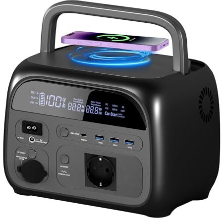 Ctolity Tragbare Powerstation 345Wh LiFePO4 Batterie mit 600W AC Ausgang 1,2h Schnellaufladung für Camping Reisen Notfälle