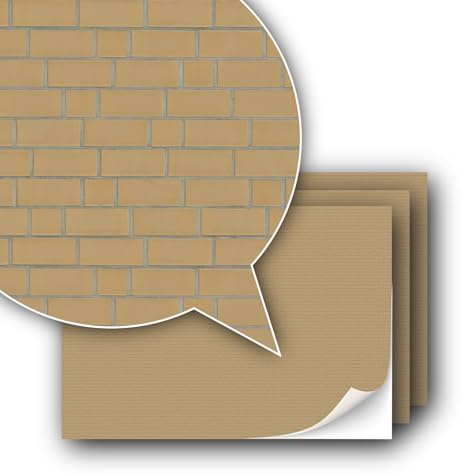 3 feuilles de film décoratif autocollant revêtement mural pour modélisme à l'échelle 1:87 voie H0 (UK : échelle 3,5 mm) (ocre)