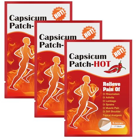 Patch Termiche della Capsaicina,Patch di Capsaicina Colonna Vertebrale Cervicale,Toppe Termiche per il Corpo,Cerotti per Alleviare Il Dolore,Cerotti per Alleviare il Dolore Fever Chili 24PC