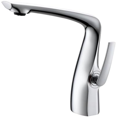 MayCon Misto Mitigeur Lavabo Haut Grand Format en Laiton Massif, Robinet Salle de Bain Monocommande avec Cartouche Céramique et Mousseur Économiseur d’Eau, Finition Chromé
