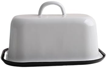 Lizhuzhuzs28 Mantequillera Mantequera con Tapa Bandeja for Dim Sum Caja for Mantequilla Caja de Almacenamiento Mantequera esmaltada en Blanco y Negro Mantequera