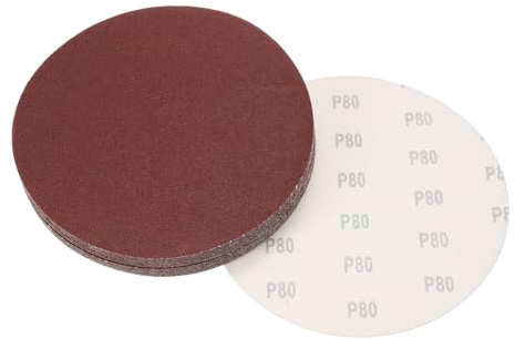 sourcing map Discos de lija de 8 pulgadas con gancho y bucle, papel de lija de óxido de aluminio de grano 80 para lijadora orbital aleatoria, pulido en seco de madera, metal, 20 unidades