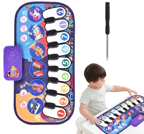 Musikmatte für Klavier – mit Touchscreen | Musikmatte mit Licht und Geräuschen, Lernmatte für Kleinkinder, und Mädchen, Aktivitätsmatte für die Entwicklung