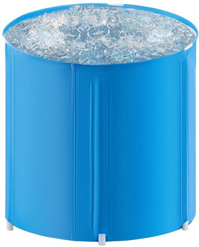 KingSaid Baignoire Pliable Adulte 70 x 65 cm Non Gonflable Baignoire Pliante en PVC pour Usage Domestique Spa pour Adultes sur Pied pour Salle de Bain (Bleu foncé)