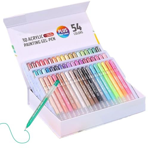 Pentes À Peinture Acrylique 3D Pens De Gel | Stylos De Gel Scintillants | Stylo À Peinture À Colorier | Volyvylitude Artistique Multicolore | Gestion Du Stress | 36 Et 54 Couleurs | Pour Les Projets S