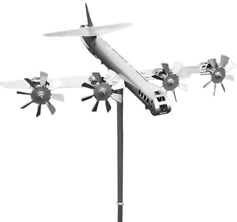 Veleta de avión de combate – Veleta meteorológica de aviones – Veleta de metal | Decoración de jardín alimentada por viento resistente a la intemperie | Molinillo de viento de avión para decoración de