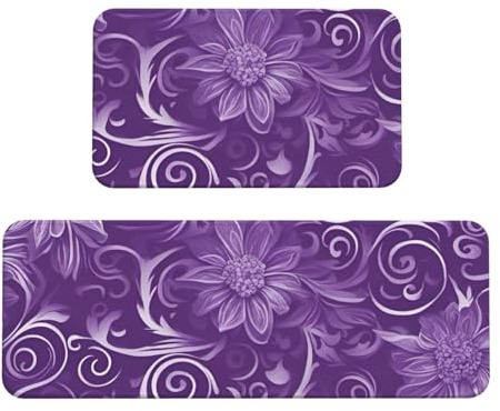 Juego de 2 tapetes de cocina con estampado de hiedra floral para suelo, alfombras de cocina lavables, para decoración del hogar, accesorios de cocina