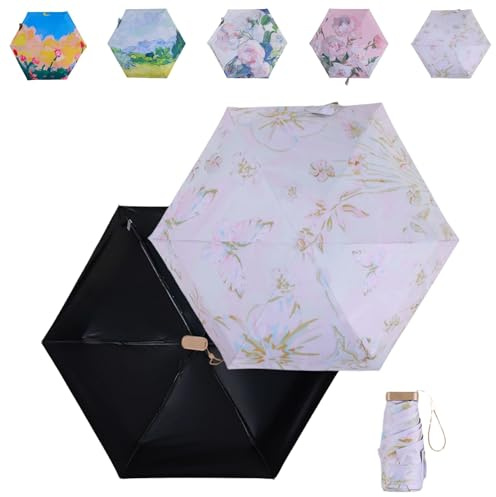 Tirimbeles® Paraguas Pequeño | Sombrilla de Mano Plegable y Compacto | Mini Sombrilla Protección Solar y Lluvia | Fácil de Guardar | Paraguas de Viaje, Bolsos Pequeños y Escapadas (Mariposas)