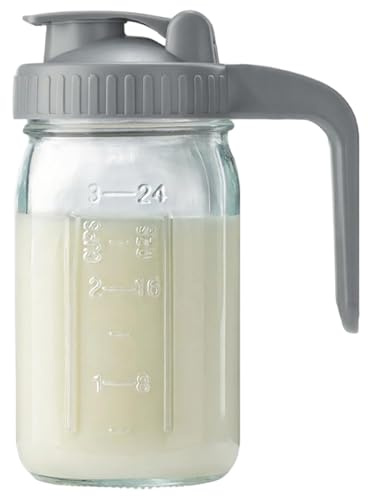 Pichet de lait maternel 32 oz de fuite en verre Bouteille rangement lait maternel avec couvercle et bec, bouche large bocal maçon pour les liquides, thé glacé, jus