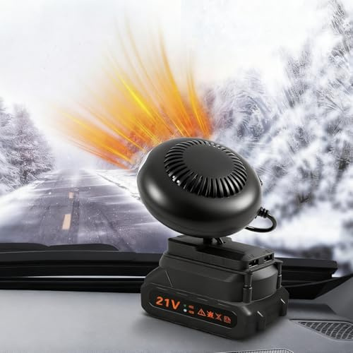 Auto-Heizlüfter, Batteriebetriebene tragbarer Auto-Fensterentfroster, 2-stufiger Temperatur-Windschutzscheiben-Defogger mit 1500 mAh Akku, passend für Makita 18 V/21 V Batterie für kleine Fahrzeuge