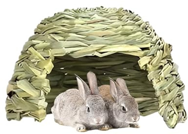 Meerschweinchen-Grashaus – natürliches Verstecknest, handgewebter | Unterschlupf, gemütliches Ruhehütte, bequemes Habitat-Zubehör für kleine Haustiere, Chinchillas, Hamster, Kaninchen, Frettche