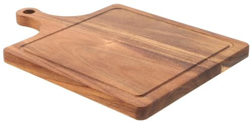 COLLBATH Planche à Découper en Bois D’Acacia 29X20X15 CM avec Poignée Planche à Pizza Multifonction Cuisine Alimentaire Solide et Naturelle