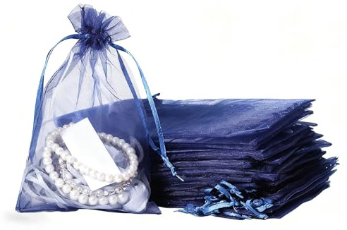 YWKJDDM Organzabeutel, 30 Stück Organzasäckchen 20x30 cm Schmuckbeutel Gross Organza Säckchen Zum Befüllen für Geschenksäckchen Hochzeit Weihnachten Beutel Party Geschenk(Marineblau)