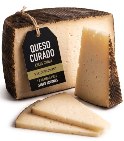 Queso Curado Leche Cruda Vaca Oveja Cabra 1.5 Kg Media Pieza Artesano | Mezcla sin pasteurizar madurado 180 dias sabor intenso postgusto largo tabla bocadillo tosta aperitivo regalo cesta gourmet