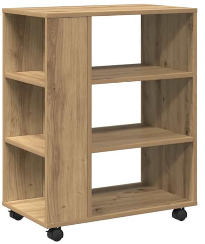 faucqel rullcontainer artisan-ek trämaterial 60 x 35 x 75 cm med hjul sidoskåp för kontor vardagsrum badrum mångsidigt användbart förvaringsutrymme skrivbordsunderskåp