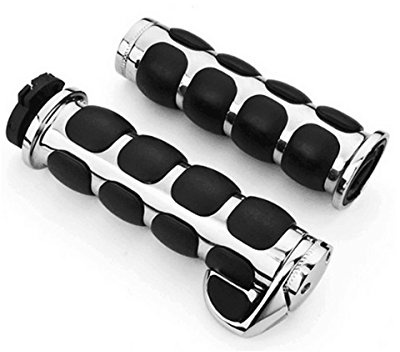 TESWNE Motorcycle Aluminum Chromed Handle Grips End Grips 1 inch for Honda Yamaha Kawasaki 1 Pair