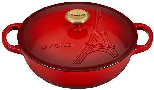 Le Creuset Cocotte Signature de hierro fundido esmaltado con tapa, 2.5 cuartos de galón, color cereza