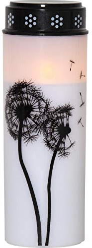 MARELIDA LED Grablicht Grabkerze Pusteblume Friedhof Trauer Gedenklich 7x21cm warmweiße LED mit Timer weiß/schwarz (Höhe, 21)