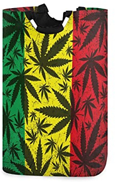 Linomo Marihuana Cesto de ropa con hojas de cáñamo impermeable plegable bolsa de ropa para almacenamiento ropa de niños juguetes en el hogar, dormitorio, baño, oficina