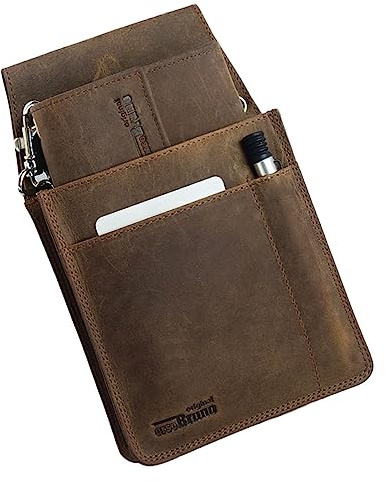 Profi Kellnergeldbörse Leder + Kellnertasche im Set, Kellnerbörse braun + Halfter, Kellnerset braun im stabilen Echtleder