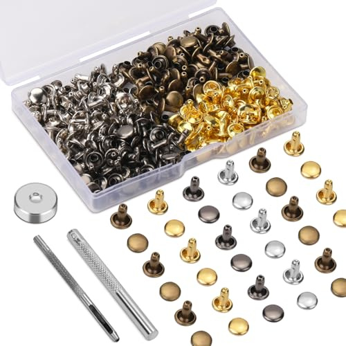 Easusy Rivets, 120 Sets 8*8mm Leather Rivets, Multicolor Rivets for Leather